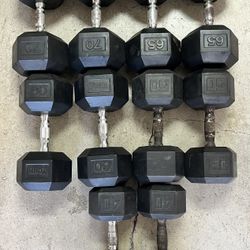 Rubber Hex Dumbbell Set