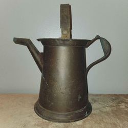 Antique Primitive Metal Water Can With Lid