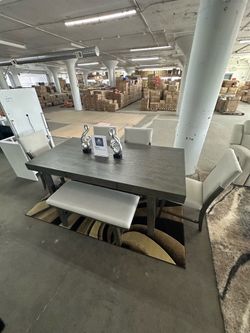 Table + bench + 4 chairs