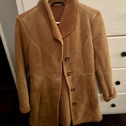 Sherpa Lined Suede-like Coat