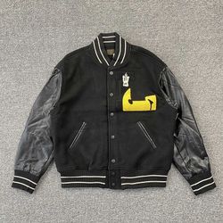 Kapital Yellow L Logo Black Baseball Jacket 