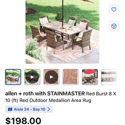 allen + roth with STAINMASTER Red Burst 8 X 10 (ft) Red Outdoor Medallion Area Rug