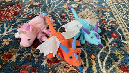 Dragons and unicorn puppet