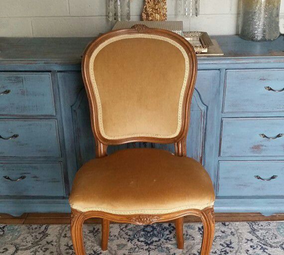 One (1) Vintage Antique French Country Wood Accent Desk Dining Chair