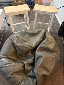 Bar stool chair and leather beanbag
