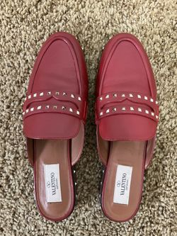 VALENTINO GARAVANI Made in Italy Soul Rockstud Mules in Red Size 37 $365