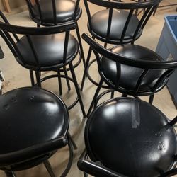 Six Black Bar Stools 