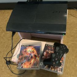 PlayStation 3 Super Slim Black With OEM Sony Controller And 3 Hit Games 
