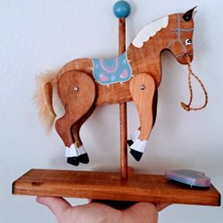 Vintage •Wooden Carousel Horse•10 1/2 inches Tall•Hand Crafted•Great  Condition•