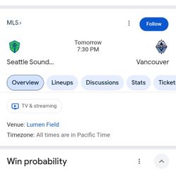 6 Tickets To  Seattle Sounders Game Tomorrow All For $70