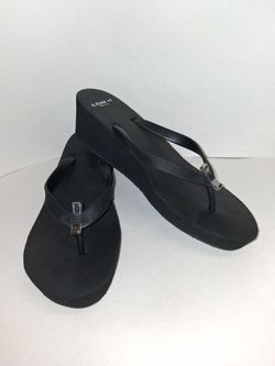 Coach wedge black 2" heel flip flops $20 FIRM