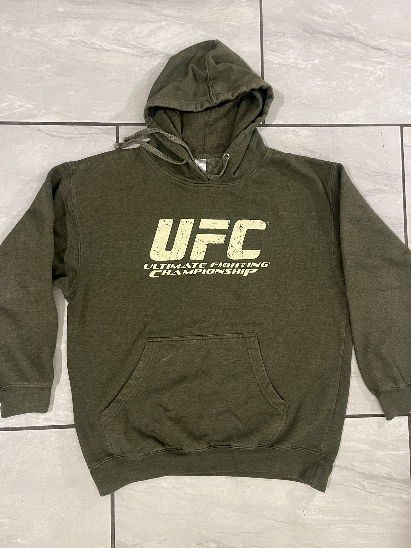 Y2K UFC Olive Green Hoodie Sweater Size Large Mens