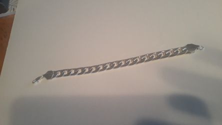 Mens Silver Plated Figaro Chain Braclet