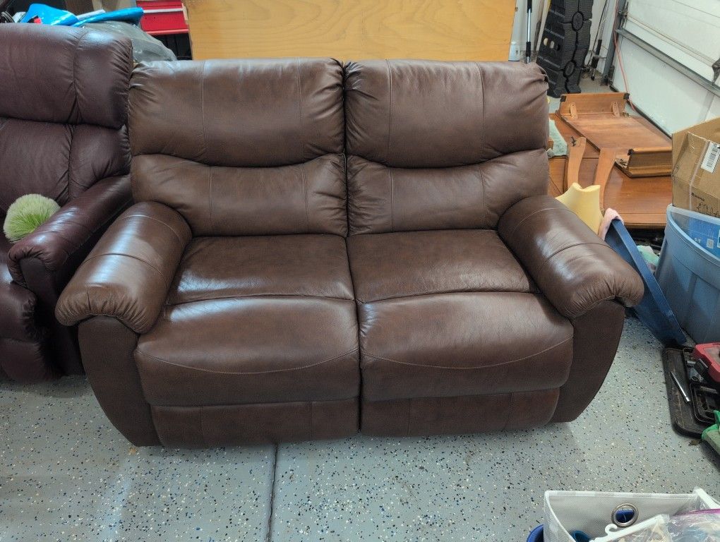 Double Leather Recliner Loveseat