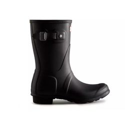 WFS1000RMA HUNTER Women's Original Short Rain Boot Black Matte 10
