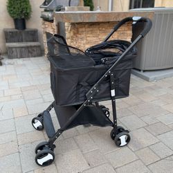 BestPet Pet Dog Cat Stroller with Premium 3-in-1 Multifunction & Detachable Carrier for Folding Lightweight Animal Travel Stroller Black