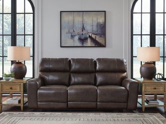 Crossplex Smoke Power Reclining Sofa with ADJ Headrest