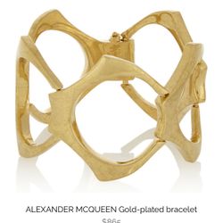 Heritage Piece, Alexsander Mcqueen Gold Plated Cuff