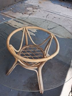 Rattan Round Coffee Table with Glass Top