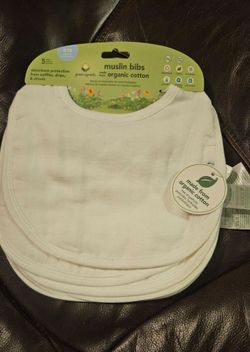 Green Sprouts Absorbent Organic Cotton Muslin Bibs 5-Pack new
