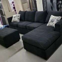 All Black Sectional With Ottoman Brand New ¡¡NOW IN STOCK!!