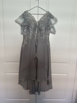 Silver Gray Lace Formal Evening Dress