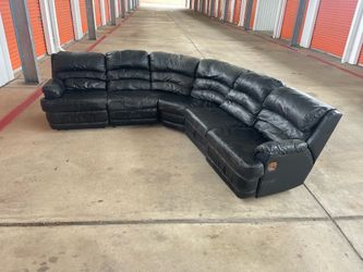 Black Leather Sectional