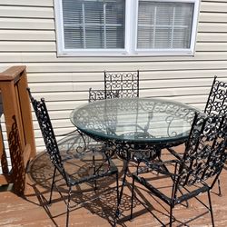 Vintage 1960s Arthur Umanoff Wrought Iron Patio Set