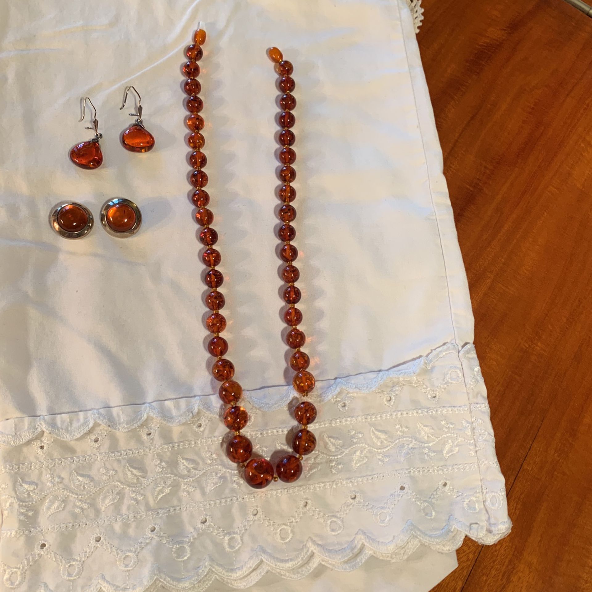 Amber Bead Necklace 21 Inches 