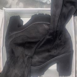 Thigh High Cleated Suede Boots