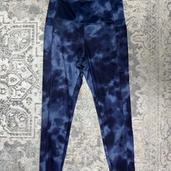 Danskin Ladies' Super Soft Legging Side Pockets High Waist Yoga Pant Blue Size M