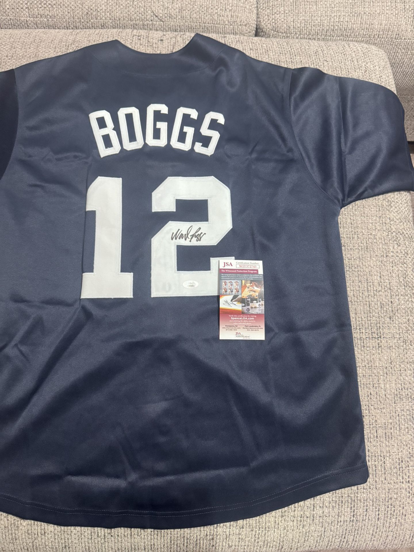 Wade Boggs Signed Autograph Custom Jersey -JSA Coa -New York Yankees