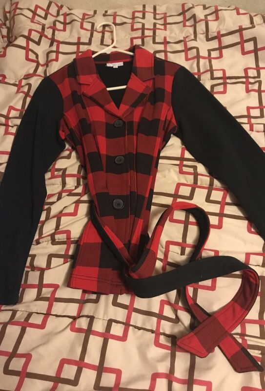 Double Breasted fleece red Skechers jacket for women