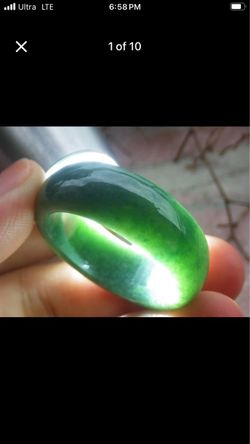 Certificate Jadeite Jewelry Jade luck Green Thick Ring Size 15