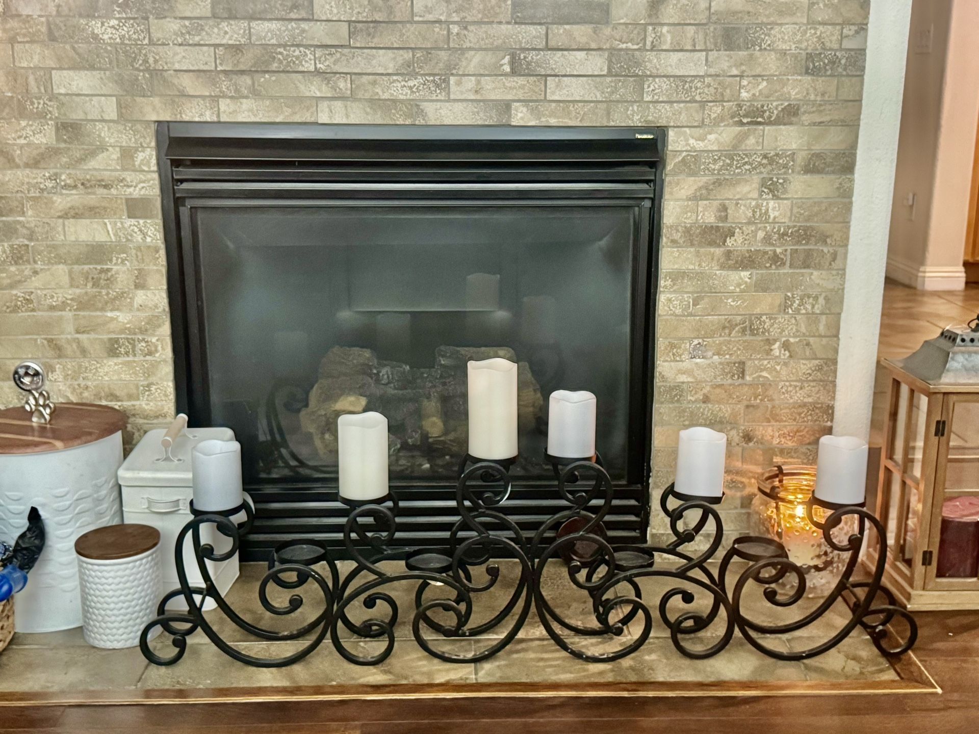 Wrought Iron Pillar Candle Holder | Black