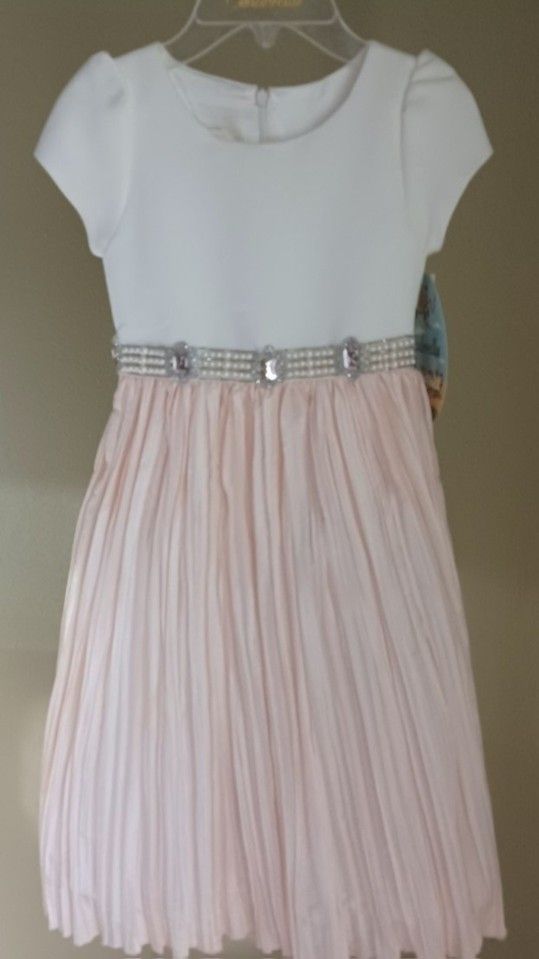 NEW Girls Size 6 "Cinderella" Peach/Pearl Stranded Waistline Dress