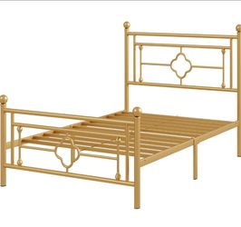 Twin  Bed Frame-Metal Gold