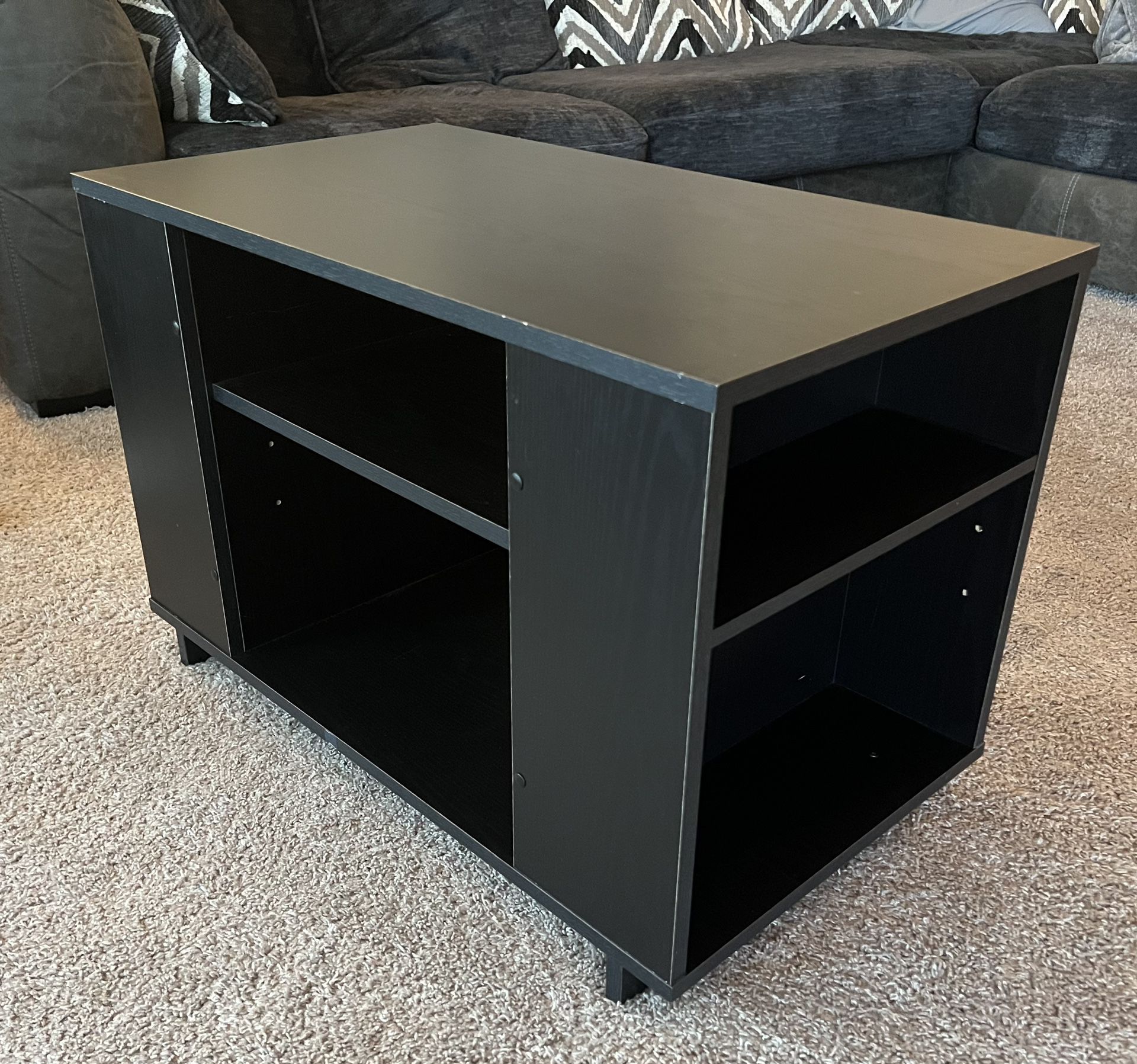 Black TV Stand  / Entertainment Stand with Adjustable Shelves
