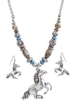 Western theme horse necklace set. Handmade