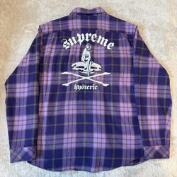 Supreme HYSTERIC GLAMOUR Plaid Flannel Shirt Purple Men’s Sz L (SS21)