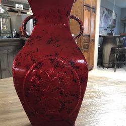 Red Flower Vase Metal  