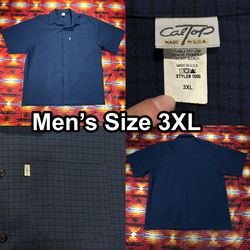 Vintage CalTop Shirt Men’s 3XL Blue Check Plaid Short Sleeve Button Up Cholo USA
