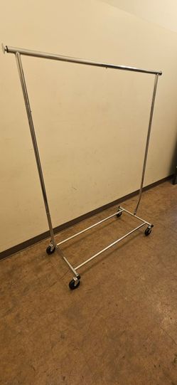 Chrome Rolling Clothes Rack on Wheels