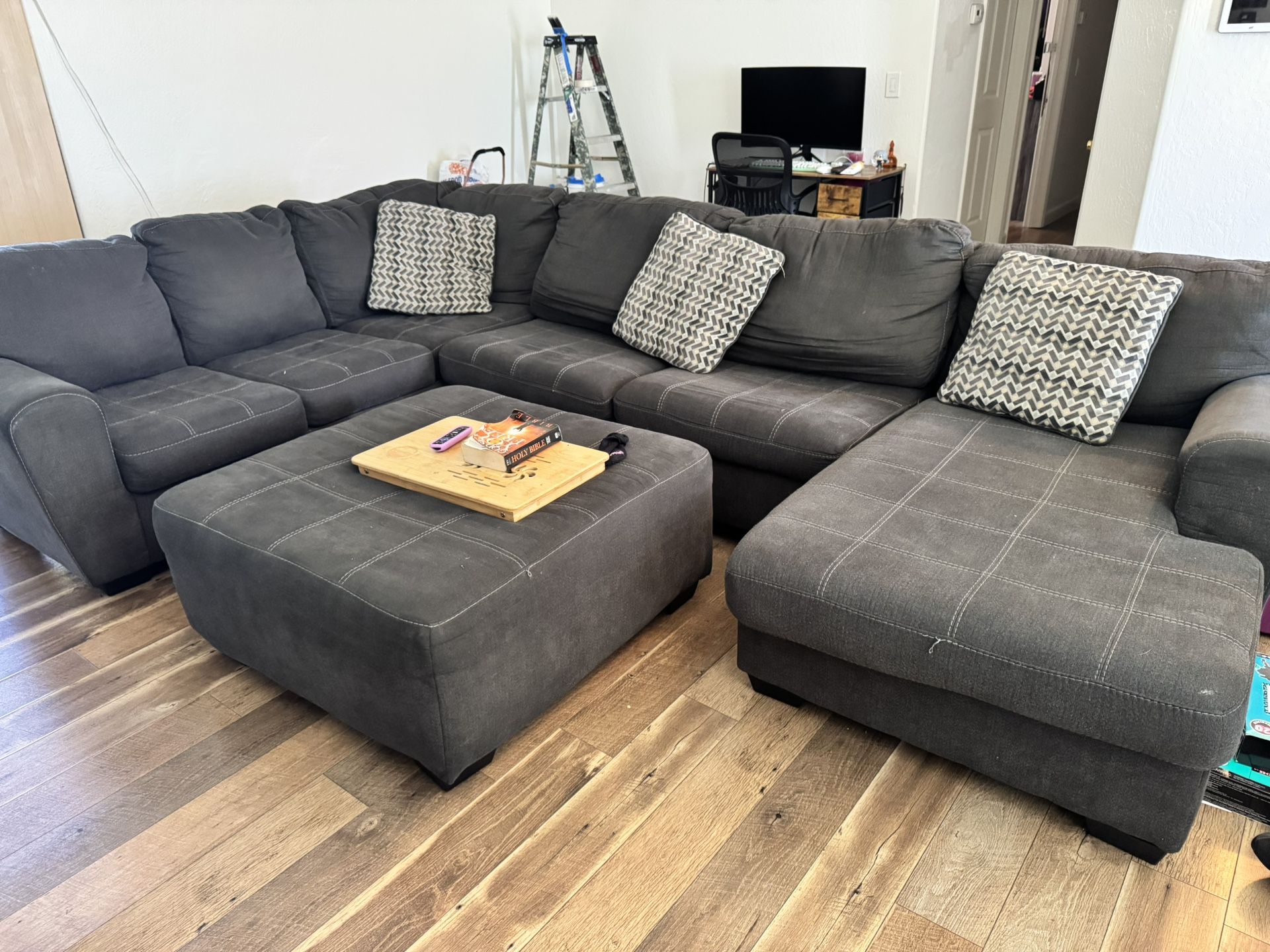Grey sectional couch