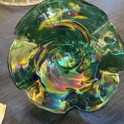 Hand-blown Glass Flower - Garden Art/Stake