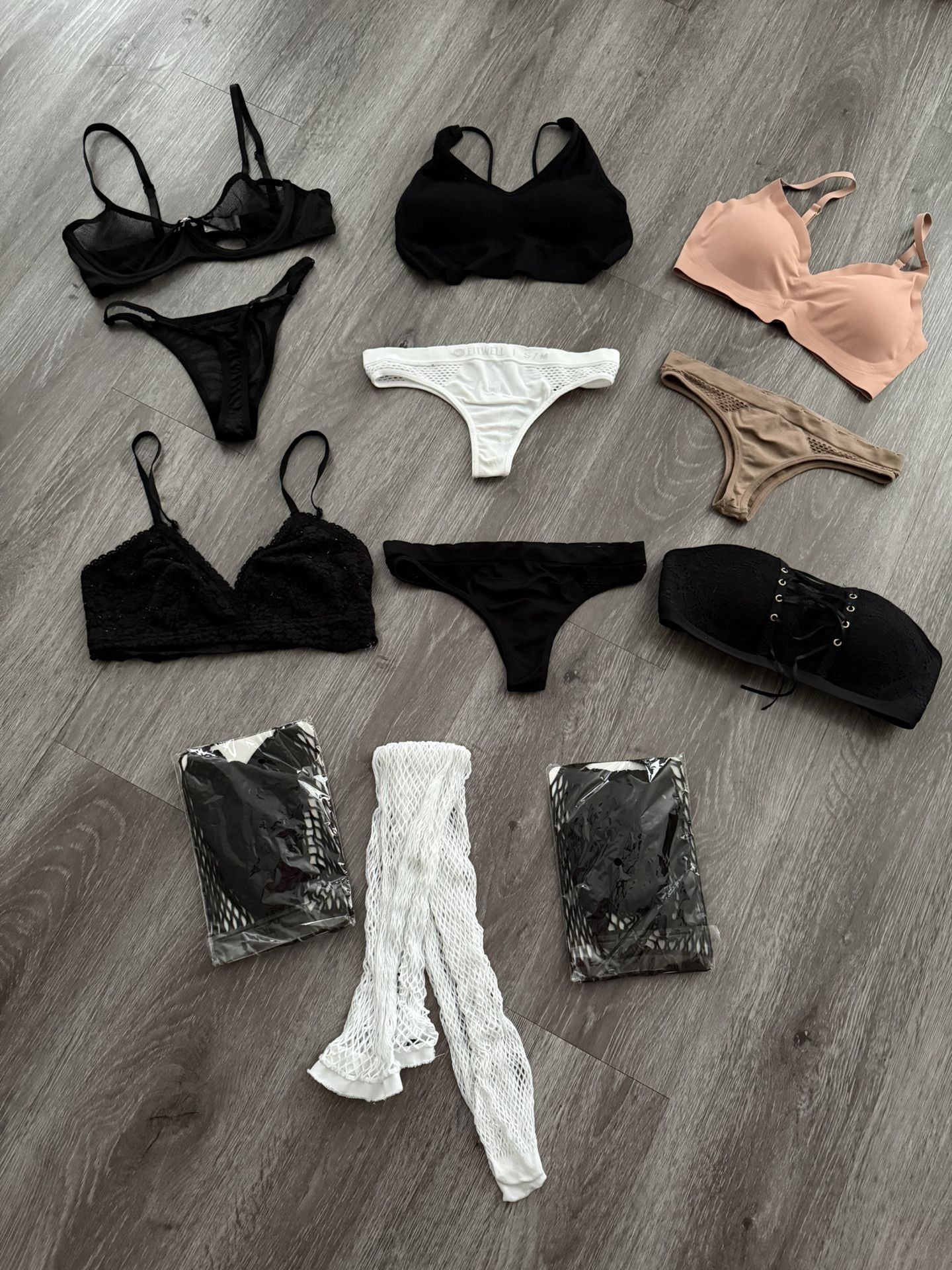 Set Sexy underwear | Bra and Panty | Womens High Waist Fishnet Tights Black