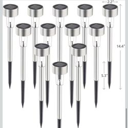 Solar Pathway Lights, Stainless Steel IP44 Waterproof Auto On/Off Outdoor LED Solar Landscape Lights for Garden, Yard, Patio, Path and Walkway(12 Pack