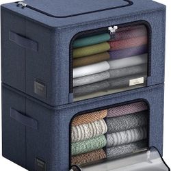 Sorbus Storage Bags with Metal Frame, Stackable & Foldable Clothes Organizer Bins - Oxford Fabric Storage Container