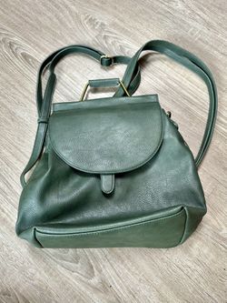 Green Real Leather Backpack