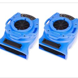 BRAND NEW TWO Shop B-Air 1/4 HP Low Profile Blue Air Mover Blower Fan for Water Damage Restoration Carpet Dryer Floor